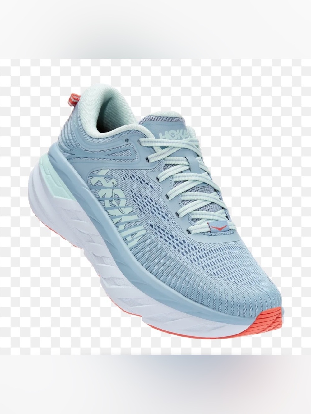 Hoka Women’s Light Blue with Coral Accent Women's Running Shoe Size 6.5